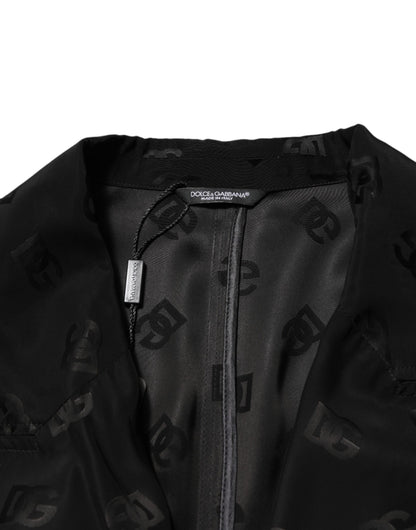 Dolce &amp; Gabbana Black Polyester Logo Monogram Coat Jacket