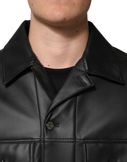 Dolce & Gabbana Black Polyester Button Down Biker Jacket by Dolce & Gabbana