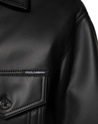 Dolce & Gabbana Black Polyester Button Down Biker Jacket by Dolce & Gabbana