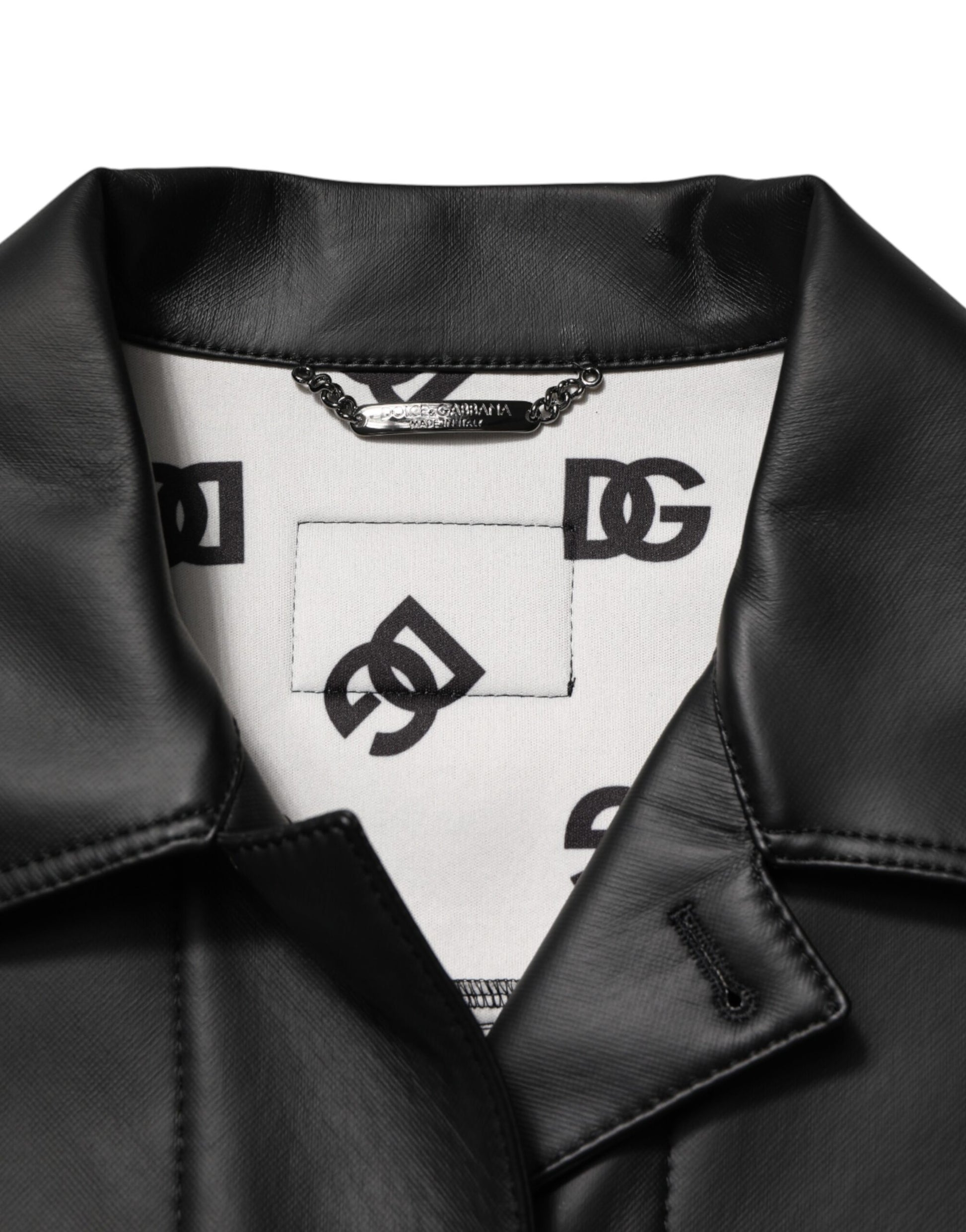 Dolce & Gabbana Black Polyester Button Down Biker Jacket by Dolce & Gabbana