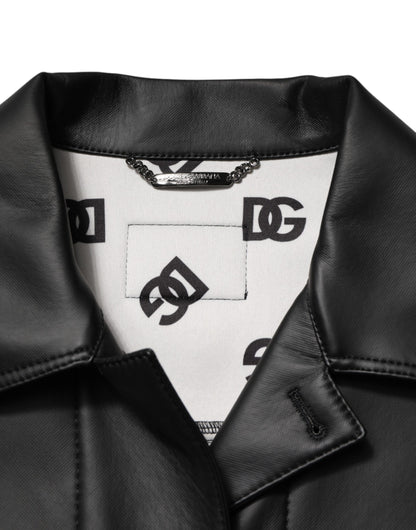 Dolce & Gabbana Black Polyester Button Down Biker Jacket by Dolce & Gabbana