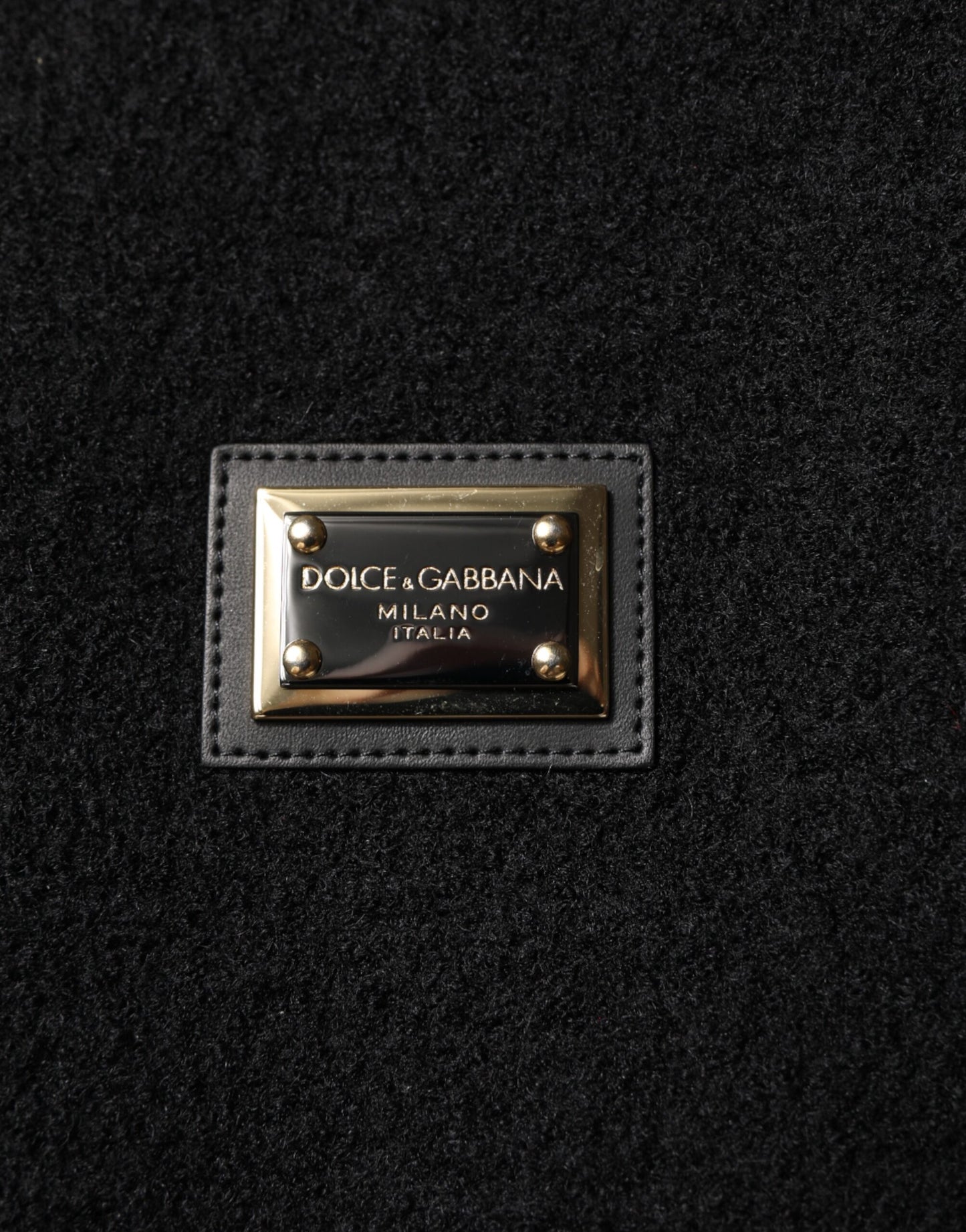 Dolce & Gabbana Black Wool Logo Plaque Bomber Jacket by Dolce & Gabbana