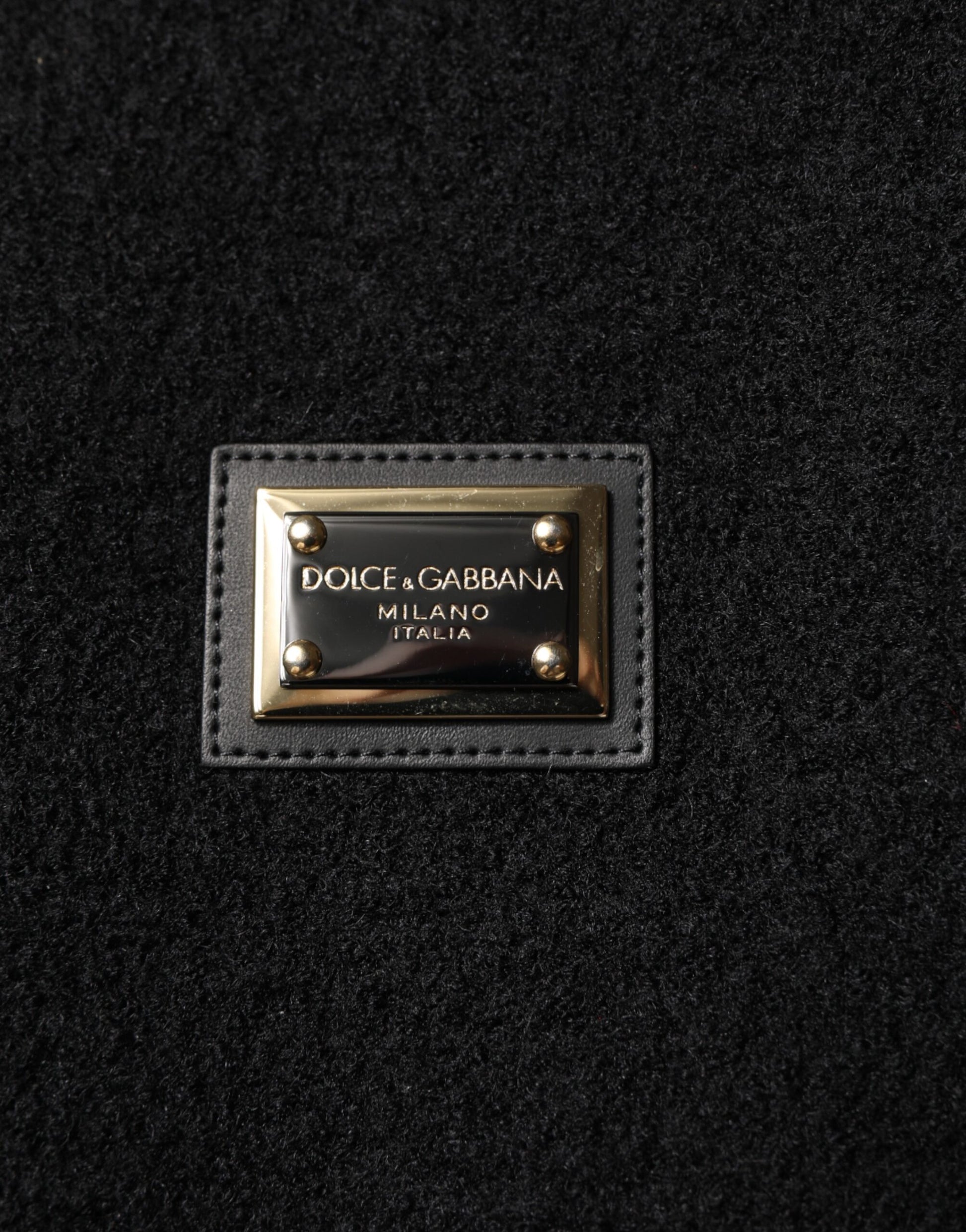 Dolce & Gabbana Black Wool Logo Plaque Bomber Jacket by Dolce & Gabbana