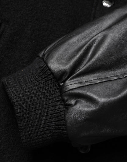 Dolce & Gabbana Black Wool Logo Plaque Bomber Jacket by Dolce & Gabbana