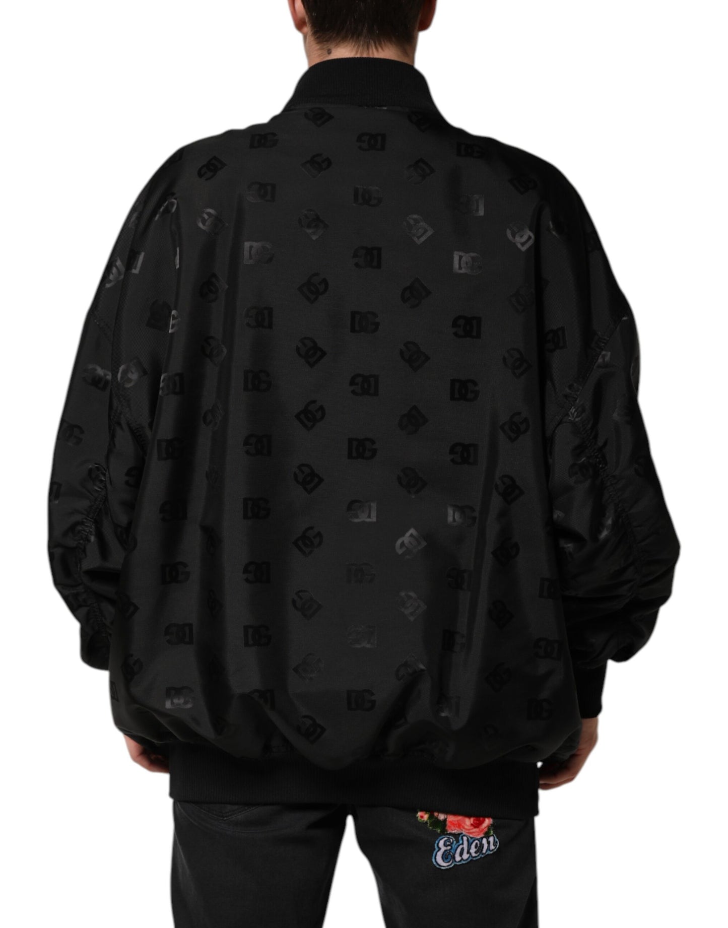 Dolce &amp; Gabbana Black Cargo Windbraker Logo Mania Jacket