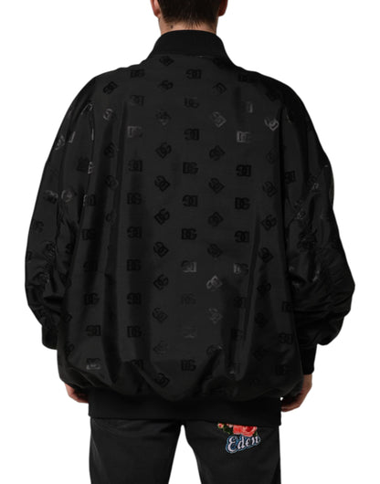 Dolce &amp; Gabbana Black Cargo Windbraker Logo Mania Jacket
