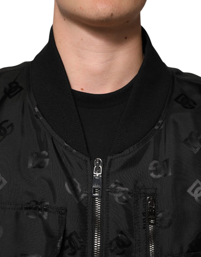Dolce &amp; Gabbana Black Cargo Windbraker Logo Mania Jacket
