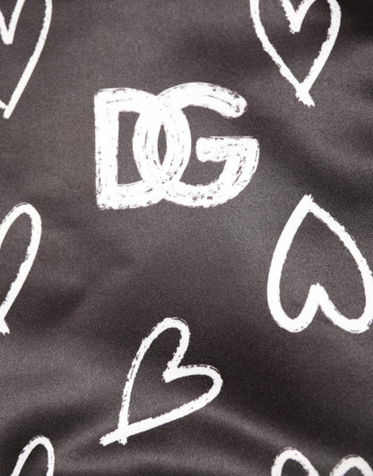 Dolce &amp; Gabbana Black Polyester Heart Print Bomber Jacket