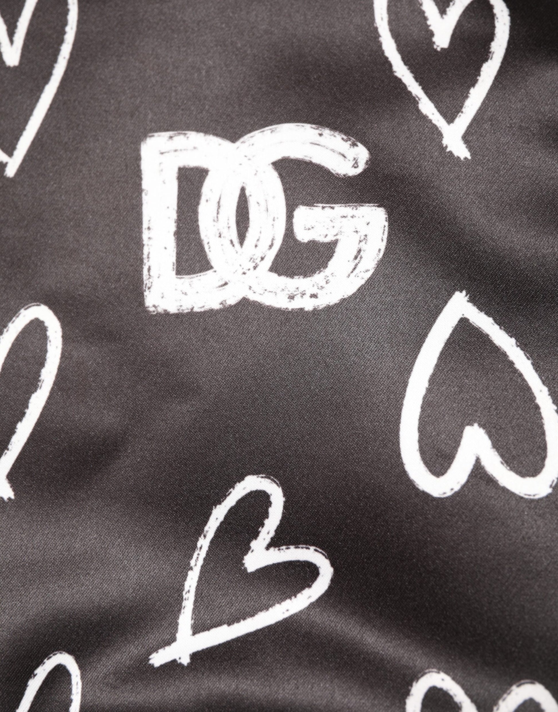 Dolce & Gabbana Black Polyester Heart Print Bomber Jacket by Dolce & Gabbana