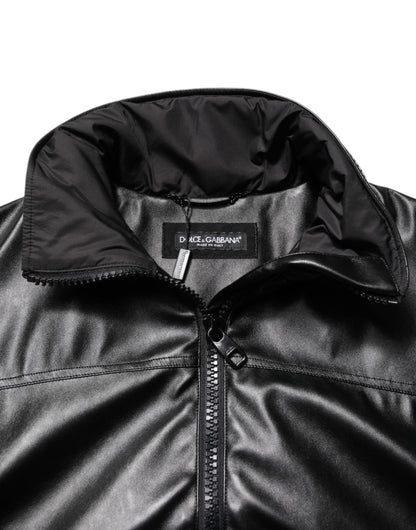 Dolce & Gabbana Black Polyester Logo Plaque Bomber Jacket by Dolce & Gabbana