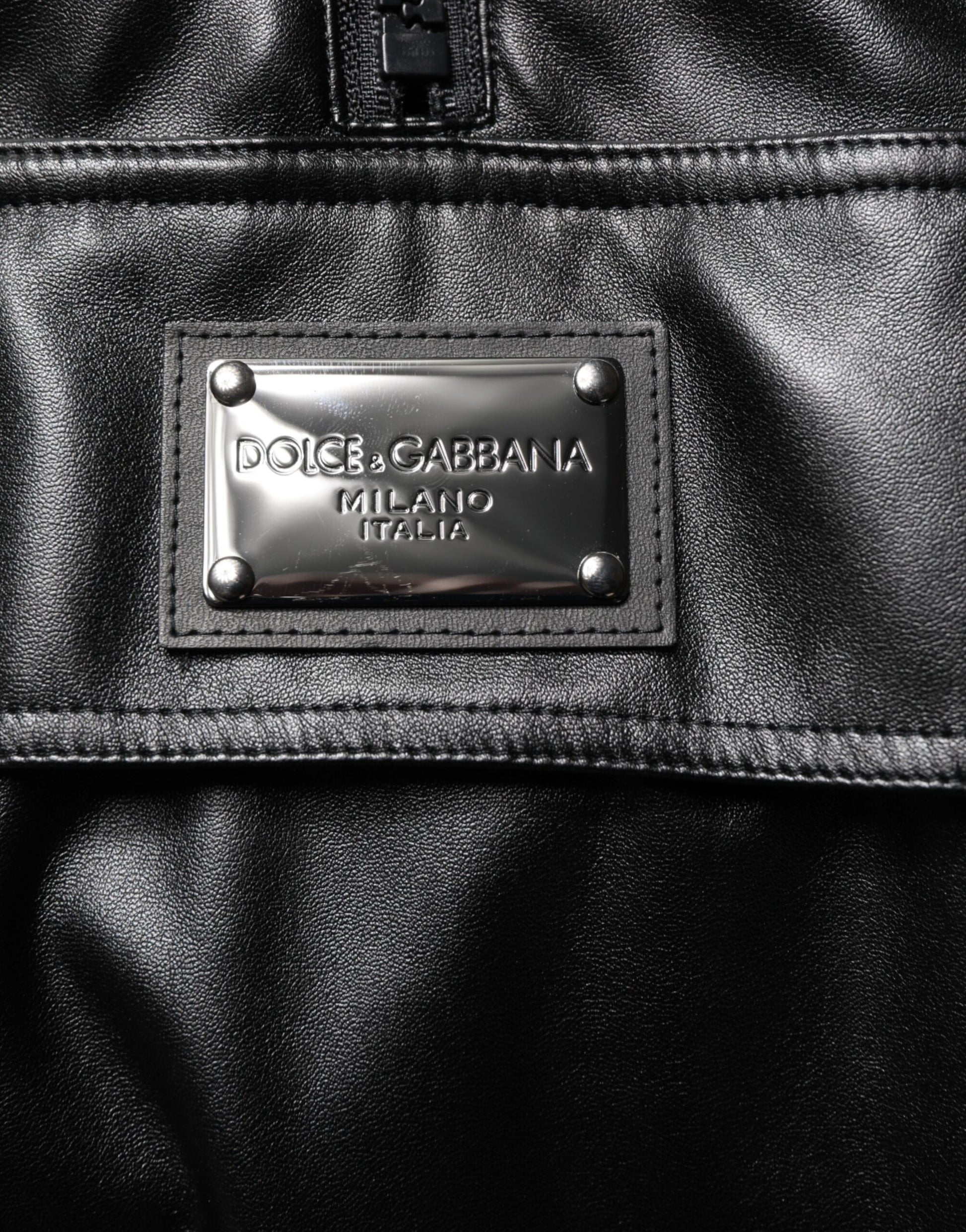 Dolce & Gabbana Black Polyester Logo Plaque Bomber Jacket by Dolce & Gabbana