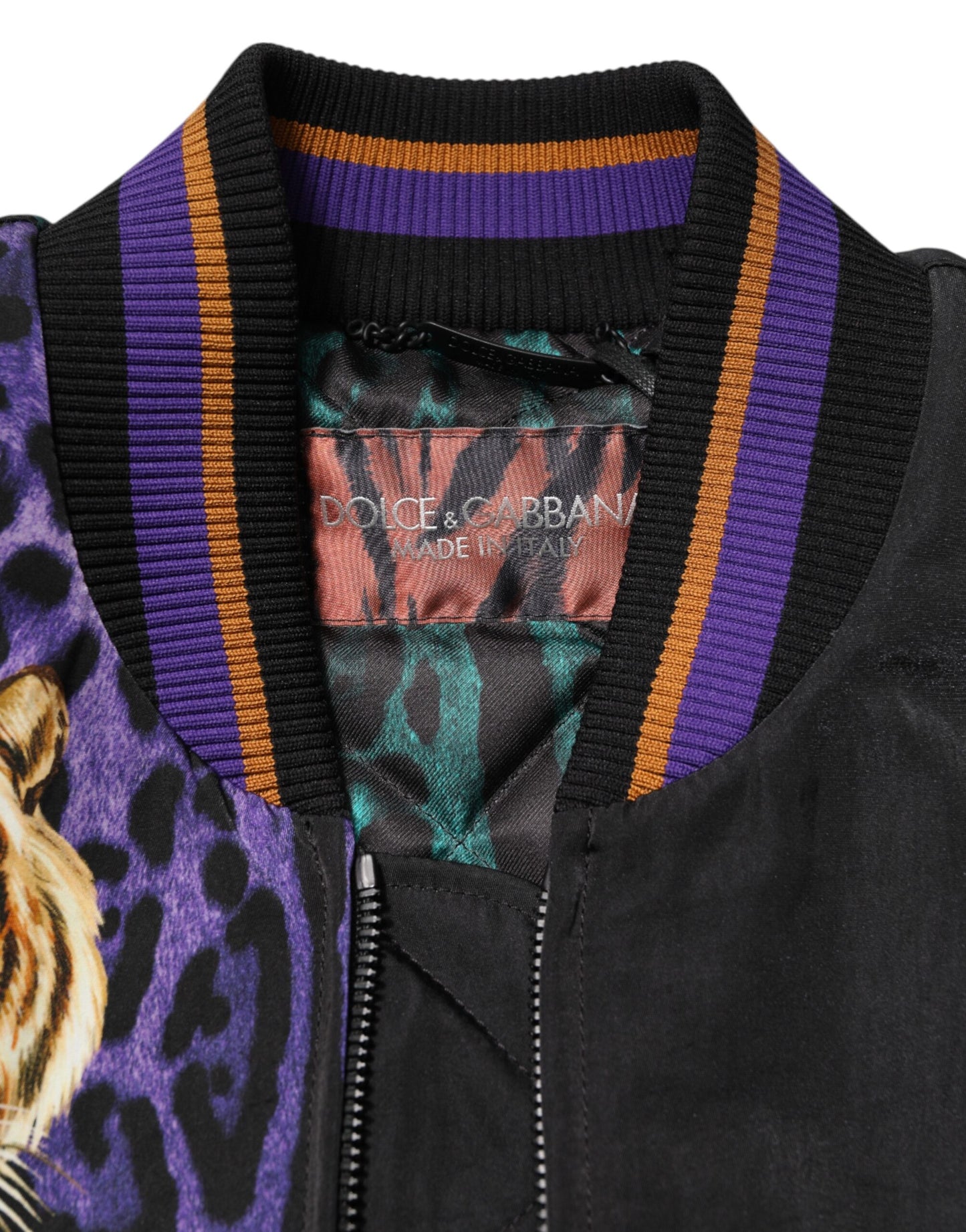 Dolce &amp; Gabbana Multicolor Tiger Print Men Bomber Jacket