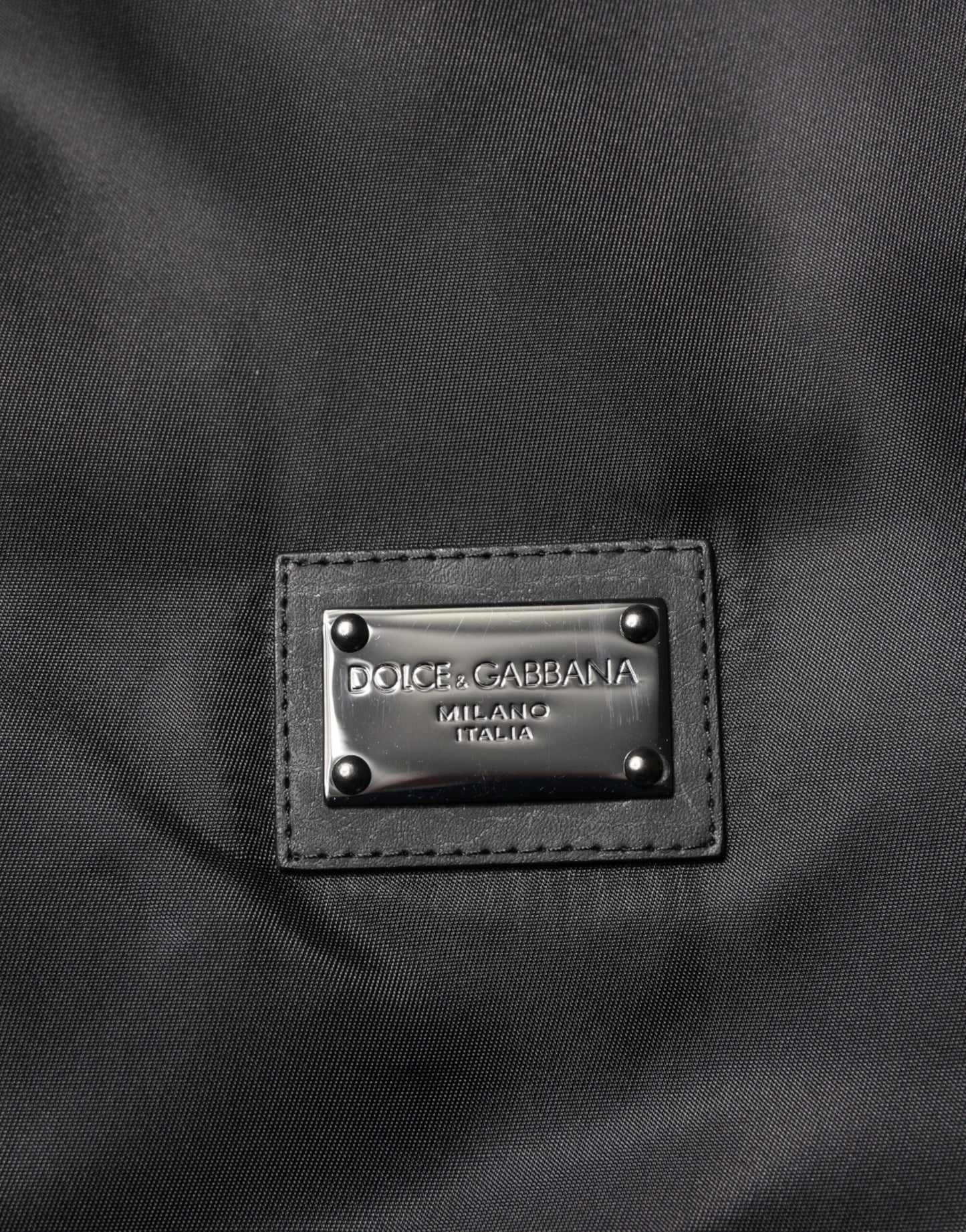 Dolce & Gabbana Black Polyester Logo Plaque Bomber Jacket by Dolce & Gabbana