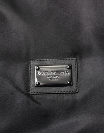Dolce & Gabbana Black Polyester Logo Plaque Bomber Jacket by Dolce & Gabbana
