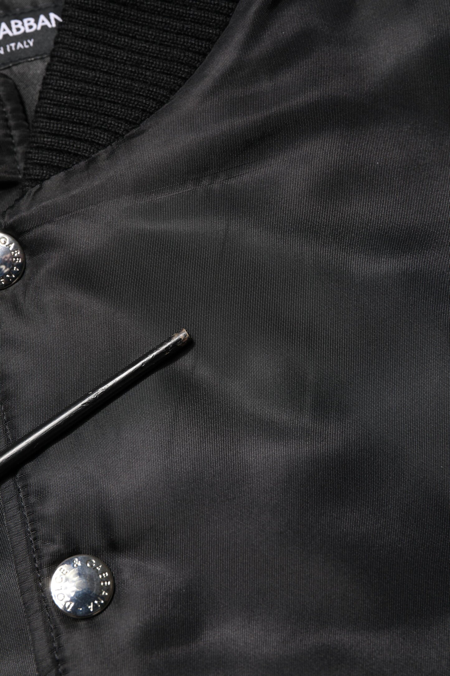 Dolce & Gabbana Black Polyester Logo Plaque Bomber Jacket by Dolce & Gabbana