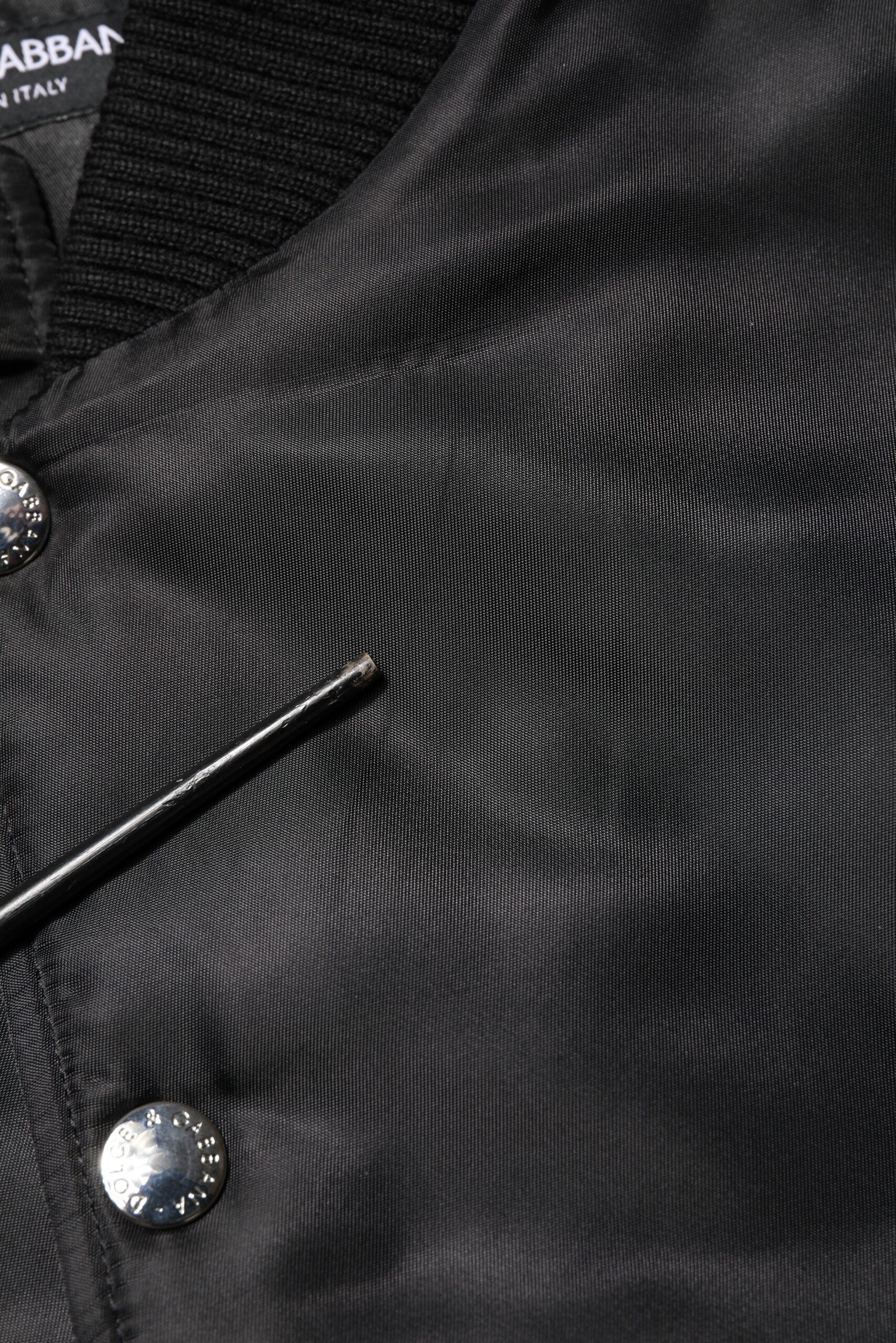 Dolce & Gabbana Black Polyester Logo Plaque Bomber Jacket by Dolce & Gabbana