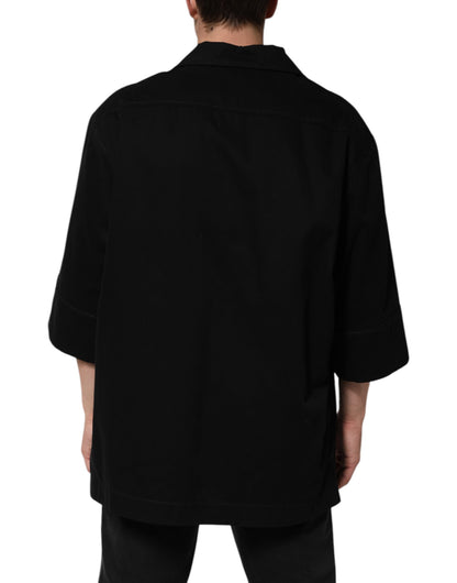 Dolce & Gabbana Black Short Sleeve Button Men Casual Shirt by Dolce & Gabbana