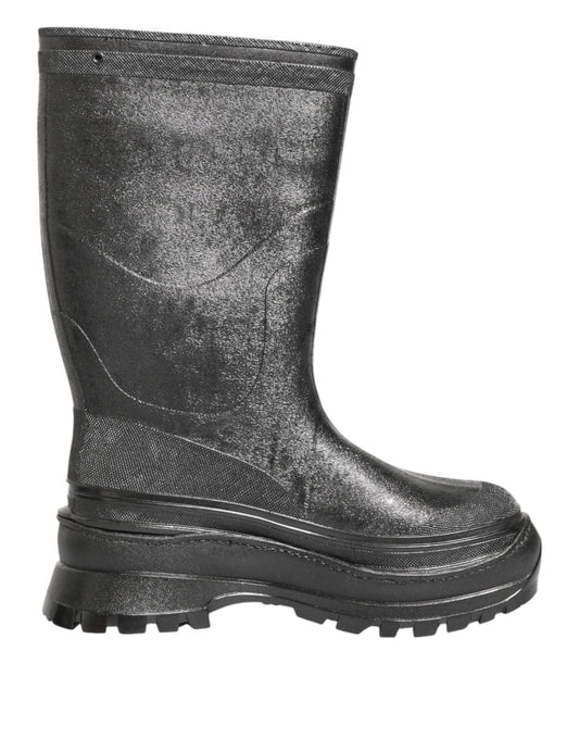 Dolce &amp; Gabbana Metallic Gray Pull On Rain Boots Shoes