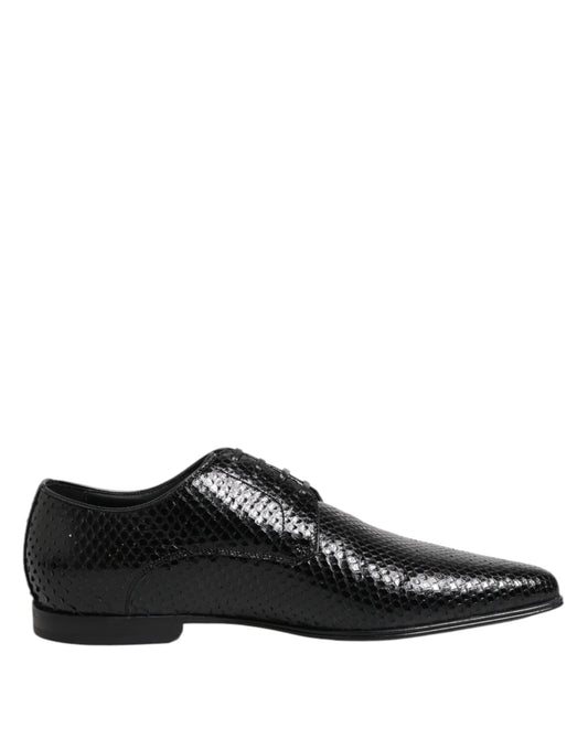 Dolce &amp; Gabbana Black Exotic Leather Lace Up Derby Shoes