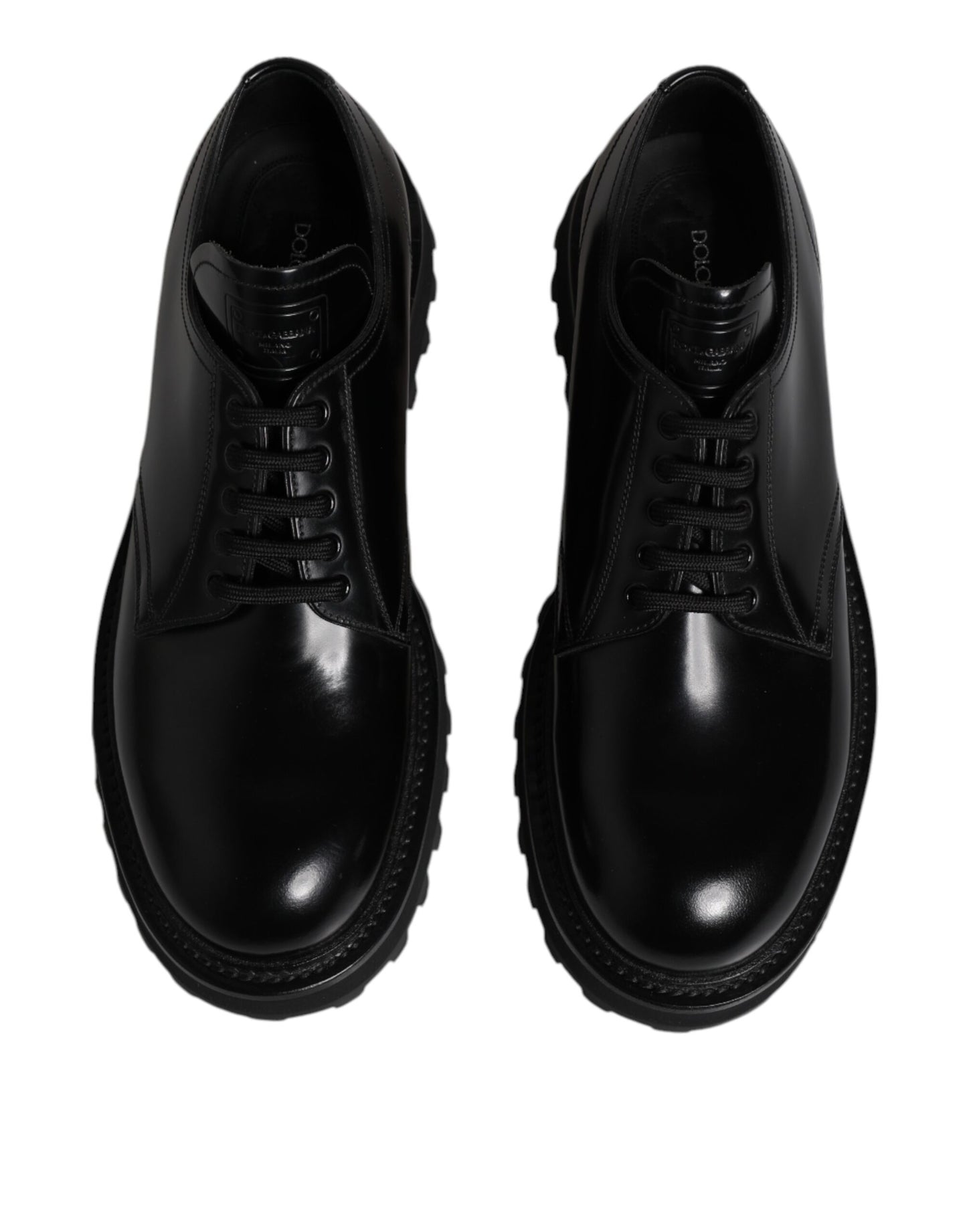 Dolce &amp; Gabbana Black Leather Lace Up Trekking Dress Shoes