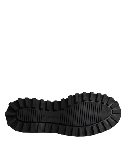 Dolce &amp; Gabbana Black Leather Lace Up Trekking Dress Shoes