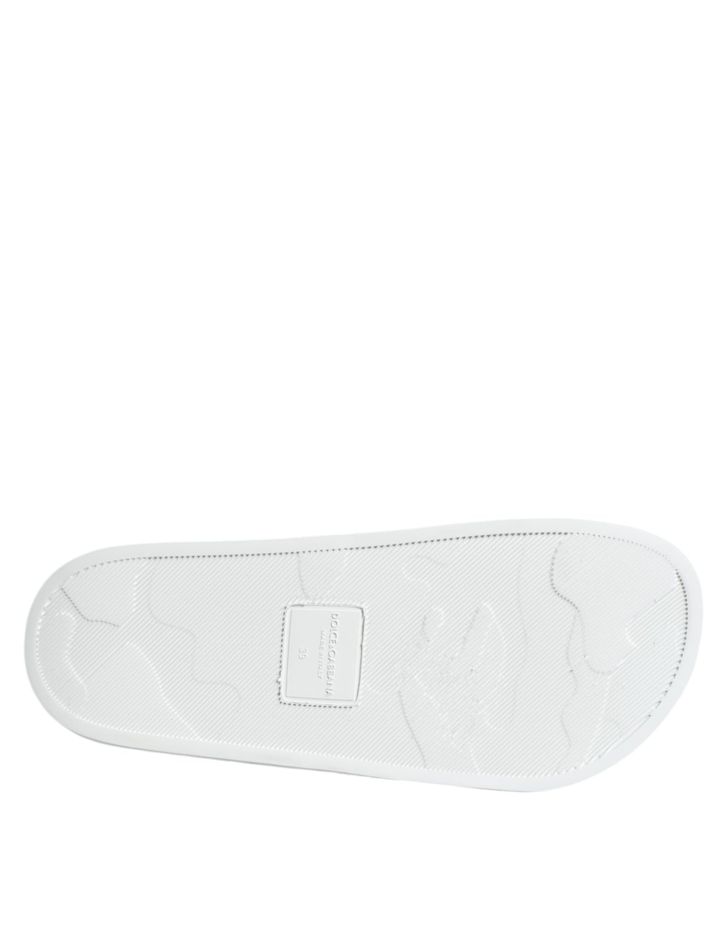 Dolce &amp; Gabbana White Black Leather Sandals Beachwear Shoes