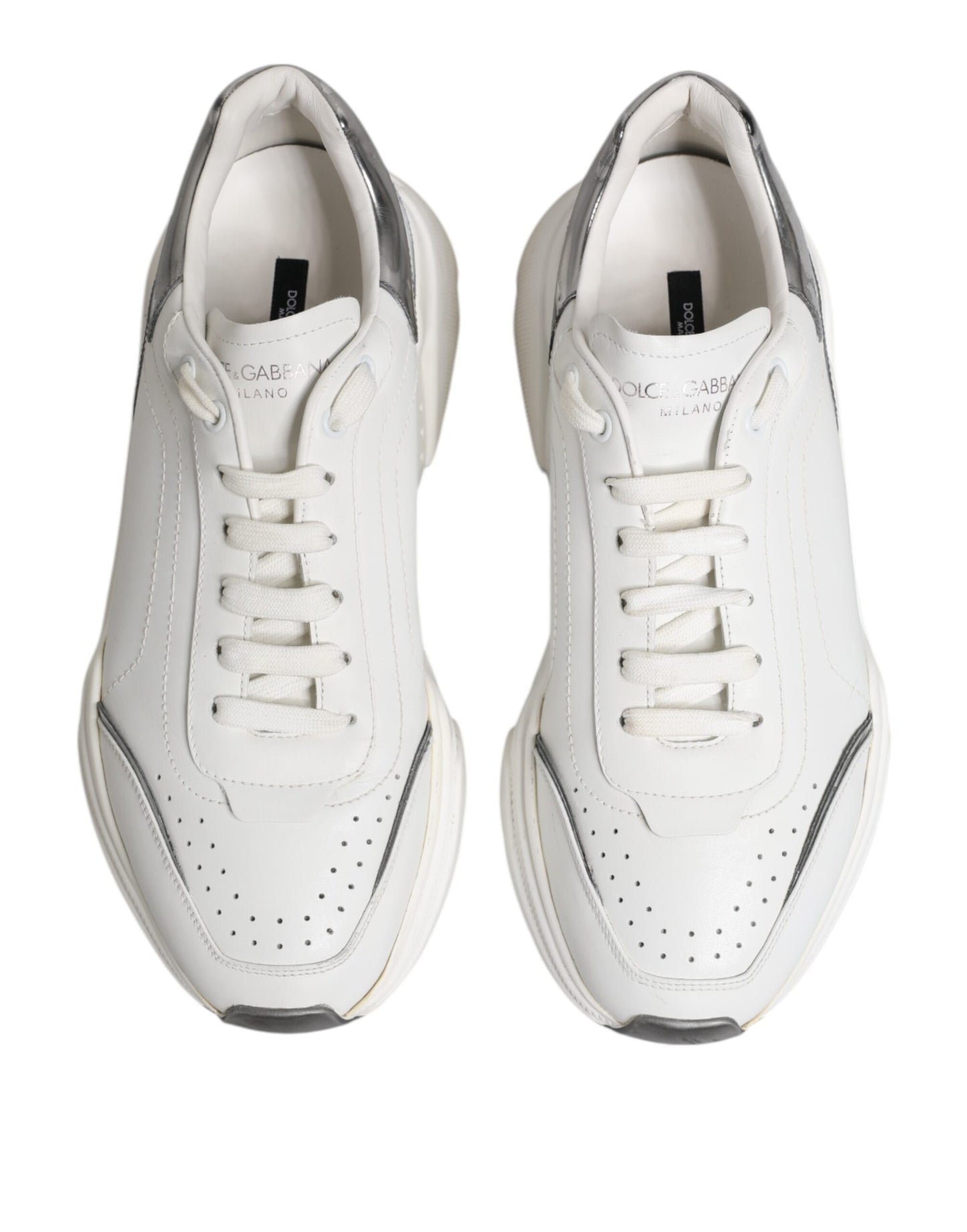 Dolce &amp; Gabbana White Daymaster Leather Low Top Sneakers Shoes
