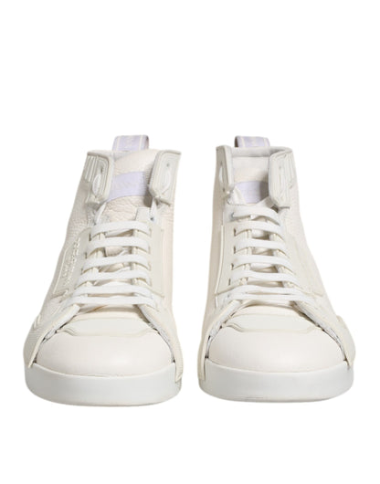 Dolce & Gabbana White Leather Mid Top Sneakers Shoes - from Dolce & Gabbana
