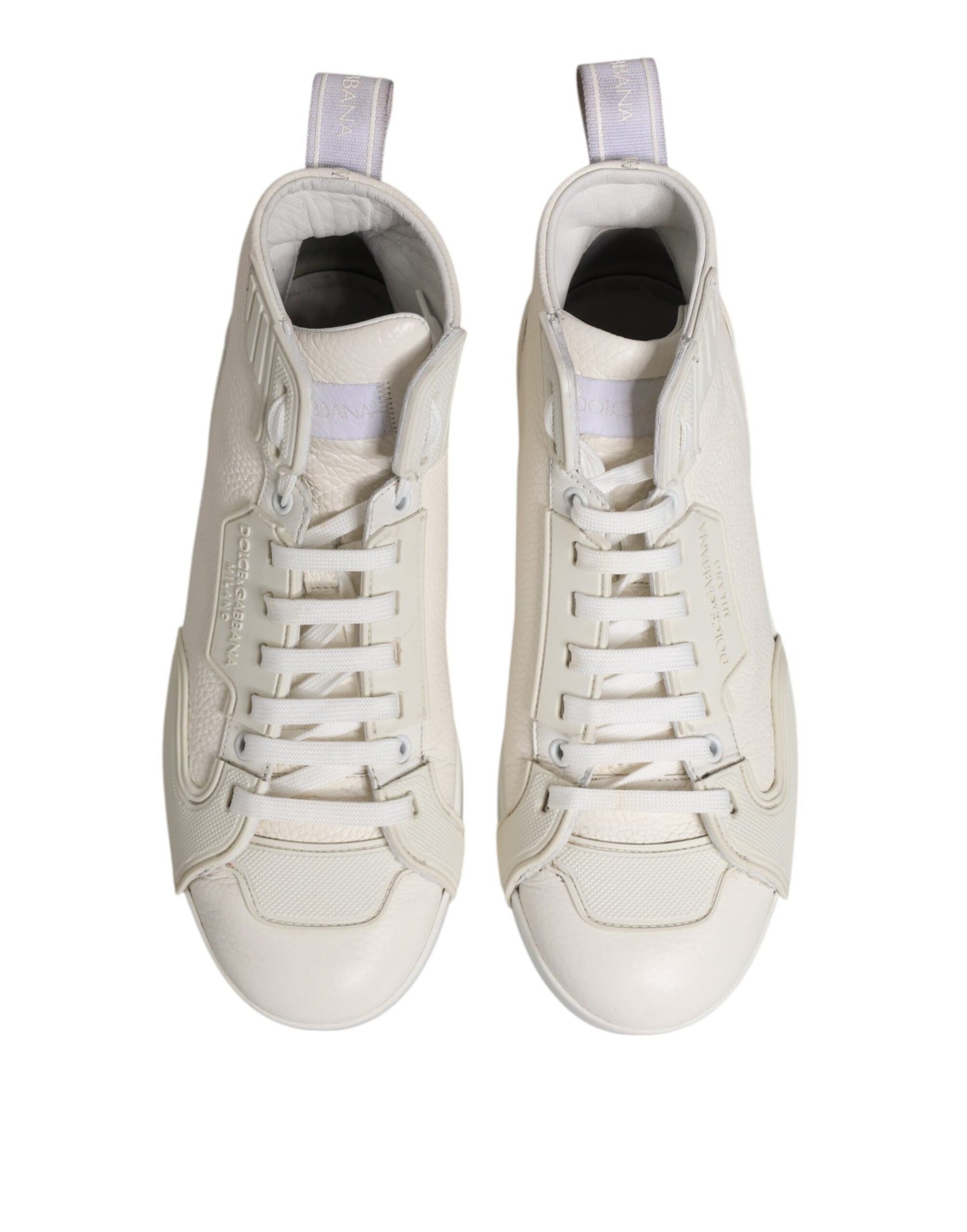 Dolce & Gabbana White Leather Mid Top Sneakers Shoes - from Dolce & Gabbana