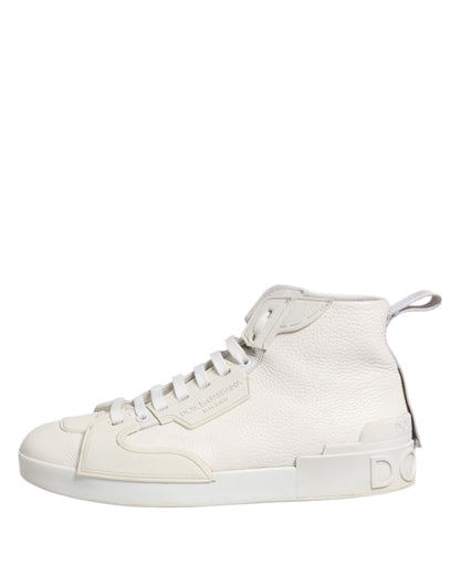 Dolce & Gabbana White Leather Mid Top Sneakers Shoes - from Dolce & Gabbana