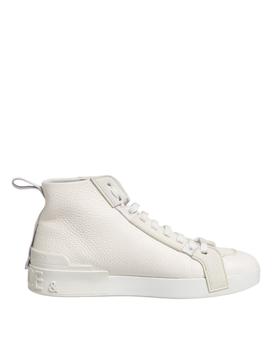 Dolce & Gabbana White Leather Mid Top Sneakers Shoes - from Dolce & Gabbana