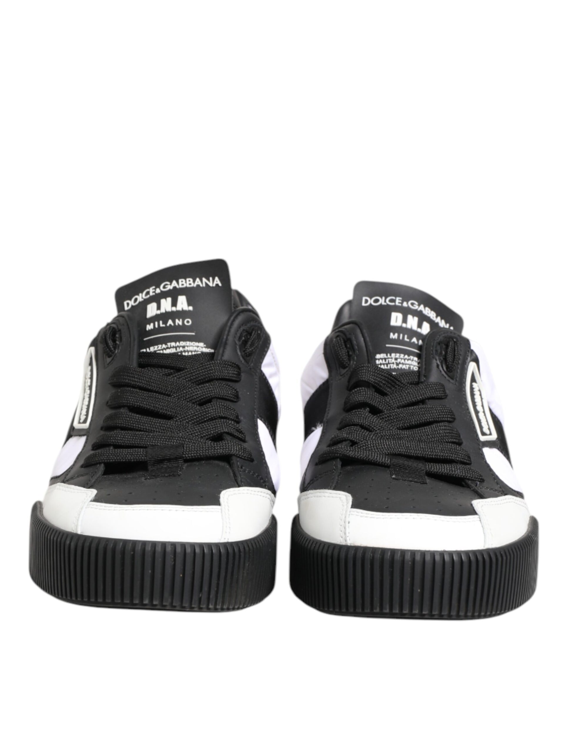 Dolce & Gabbana Black White Leather MIAMI Low Top Sneakers Shoes - from Dolce & Gabbana