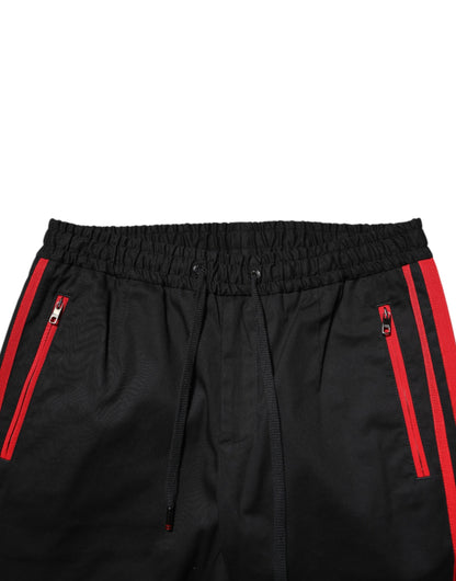 Dolce &amp; Gabbana Red Stripe Cotton Logo Jogger Sweatpants Pants
