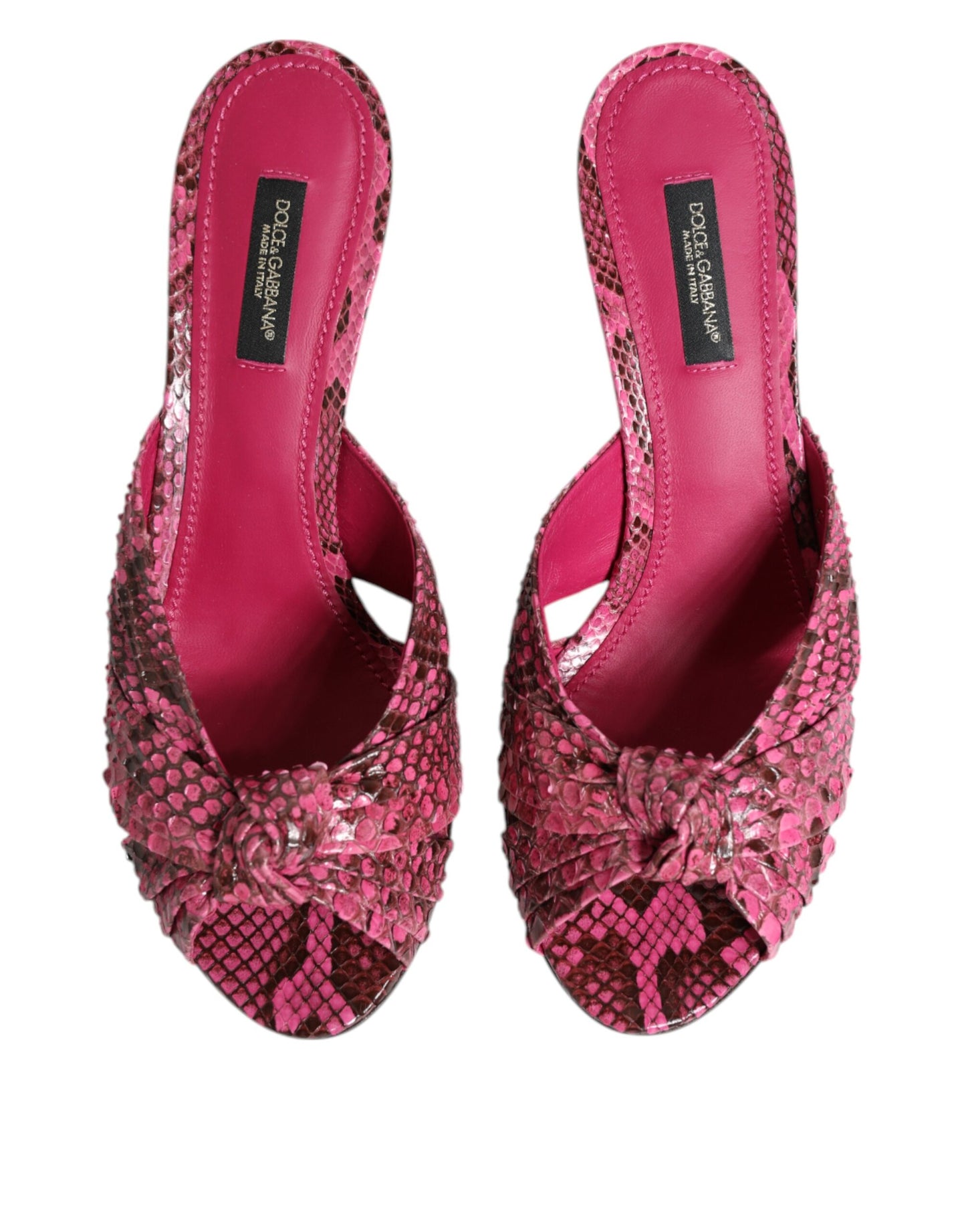 Dolce &amp; Gabbana Pink Leather Heels Slides Sandals Shoes