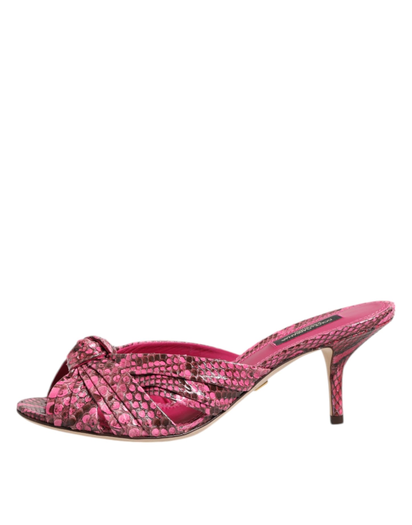 Dolce &amp; Gabbana Pink Leather Heels Slides Sandals Shoes