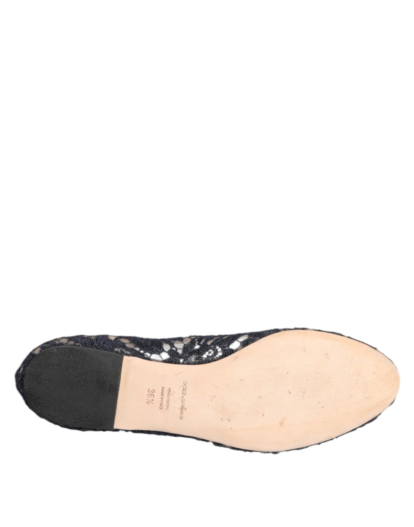 Dolce &amp; Gabbana Blue Taormina Lace Crystals Flats Shoes