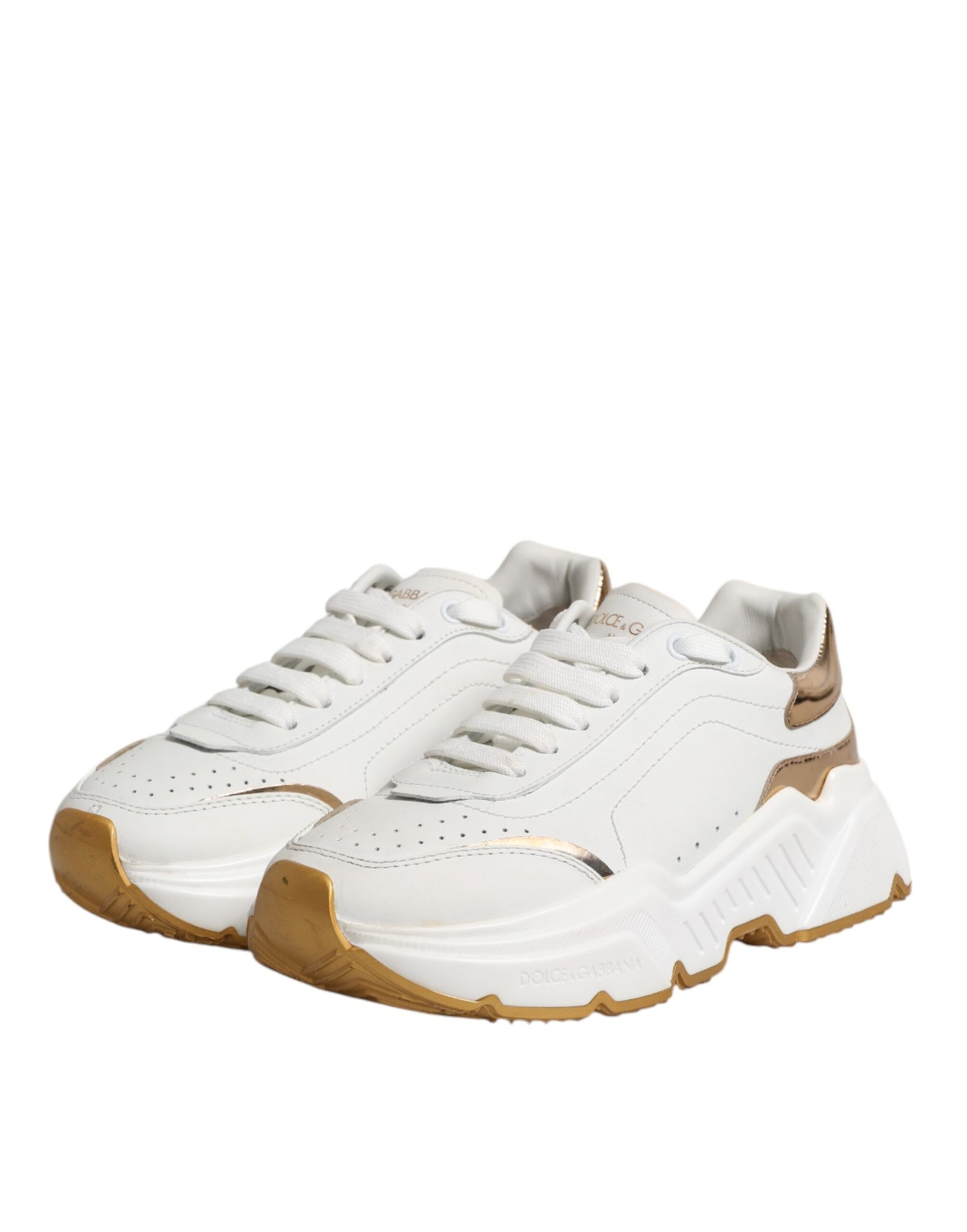 Dolce &amp; Gabbana White Gold Daymaster Low Top Sneakers Shoes
