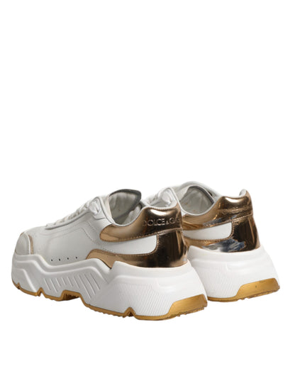 Dolce &amp; Gabbana White Gold Daymaster Low Top Sneakers Shoes