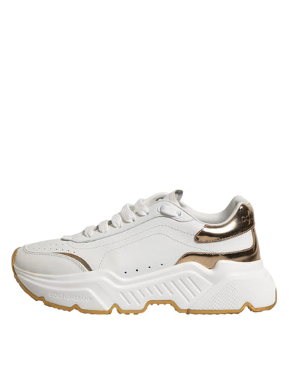 Dolce &amp; Gabbana White Gold Daymaster Low Top Sneakers Shoes