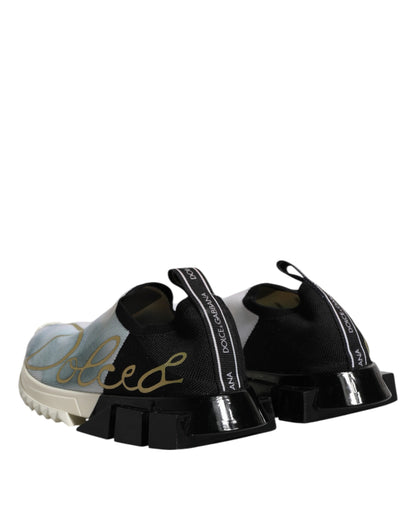Dolce &amp; Gabbana White Black Low Top Sorrento Sneakers Shoes