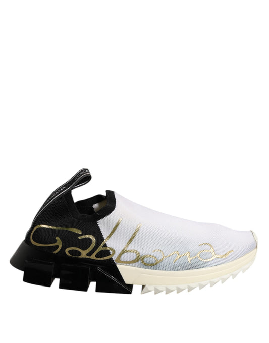 Dolce &amp; Gabbana White Black Low Top Sorrento Sneakers Shoes