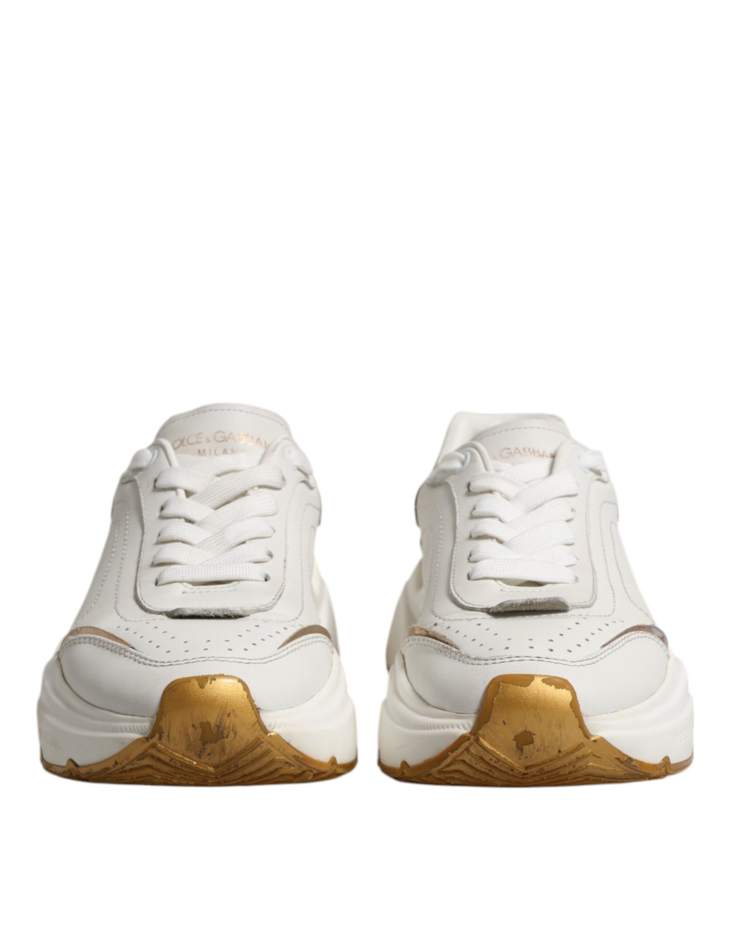 Dolce &amp; Gabbana White Gold Daymaster Low Top Sneakers Shoes