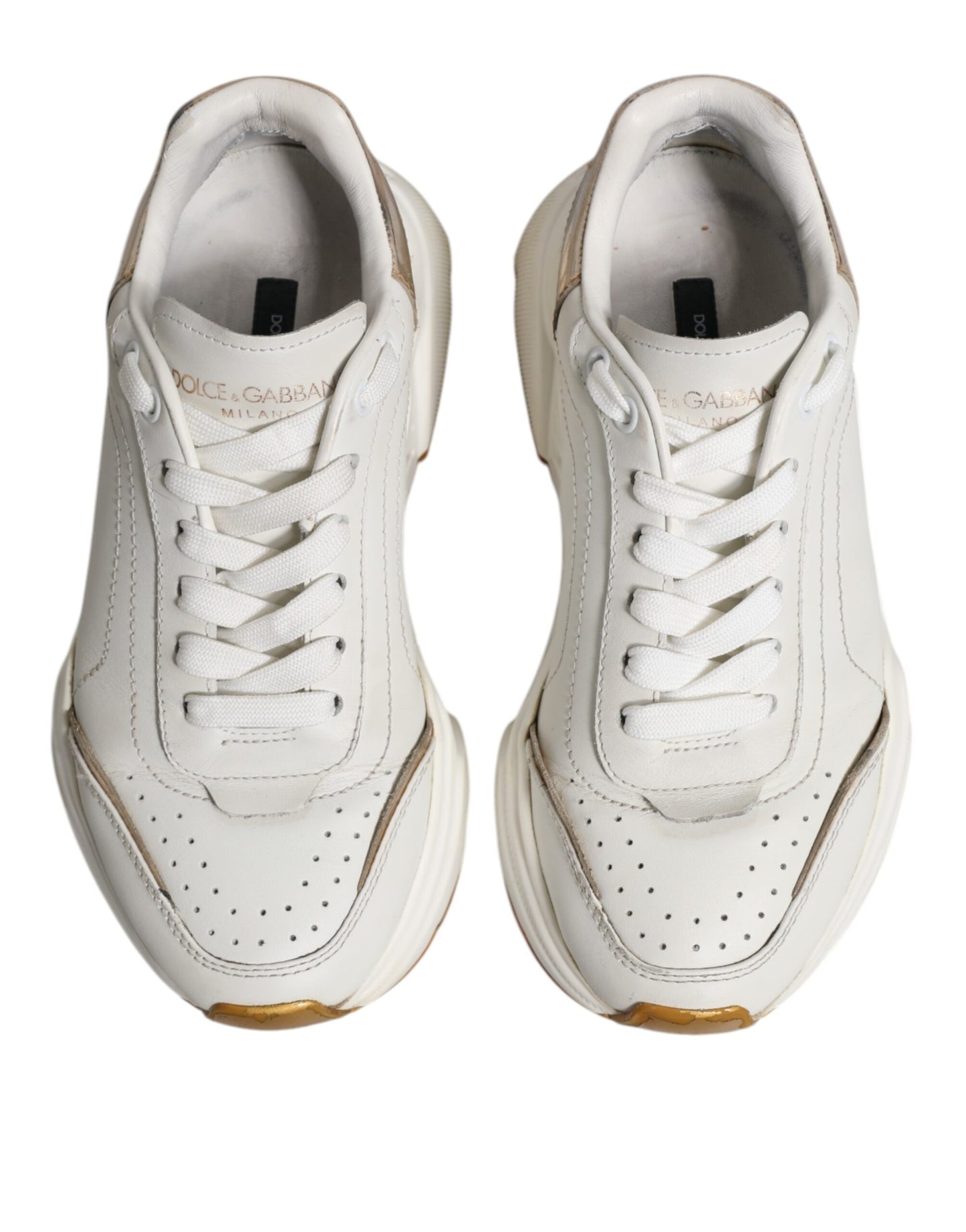Dolce &amp; Gabbana White Gold Daymaster Low Top Sneakers Shoes