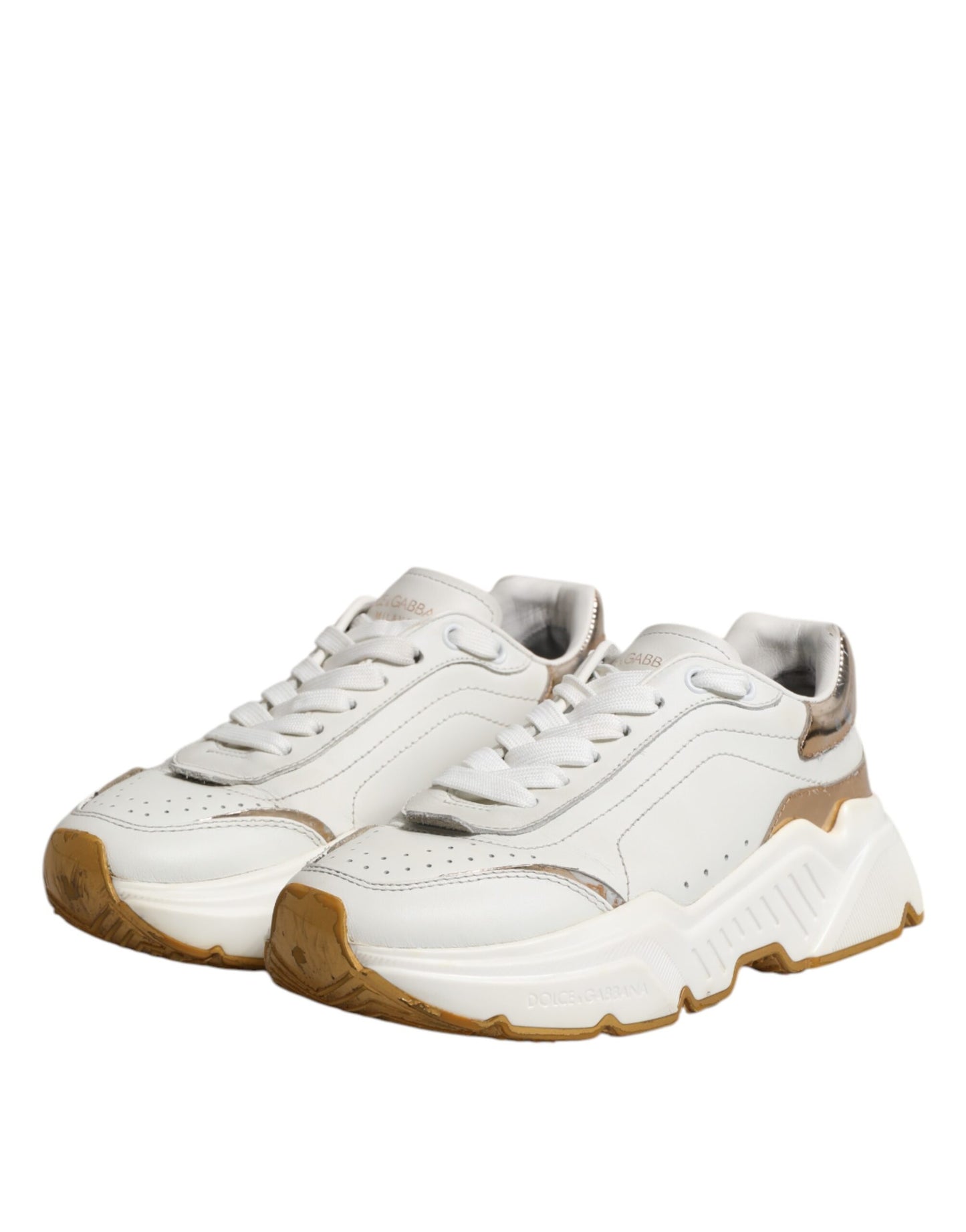 Dolce &amp; Gabbana White Gold Daymaster Low Top Sneakers Shoes