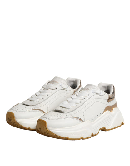 Dolce &amp; Gabbana White Gold Daymaster Low Top Sneakers Shoes