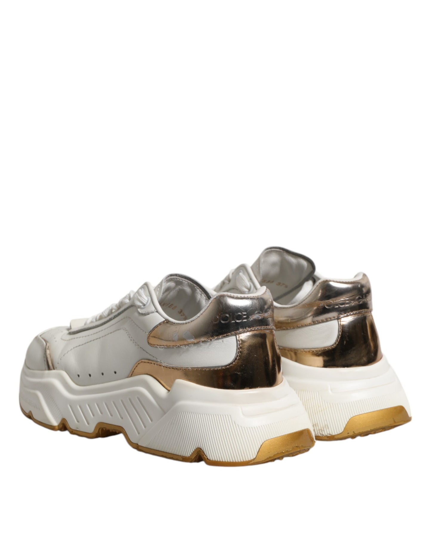 Dolce &amp; Gabbana White Gold Daymaster Low Top Sneakers Shoes