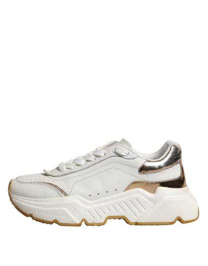 Dolce &amp; Gabbana White Gold Daymaster Low Top Sneakers Shoes