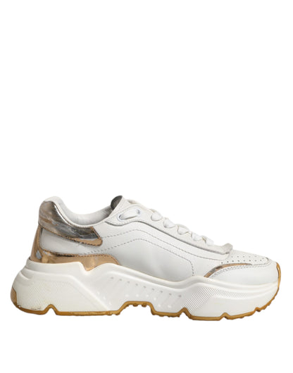 Dolce &amp; Gabbana White Gold Daymaster Low Top Sneakers Shoes