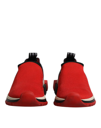 Dolce &amp; Gabbana Red Sorrento Slip On Low Top Sneakers Shoes
