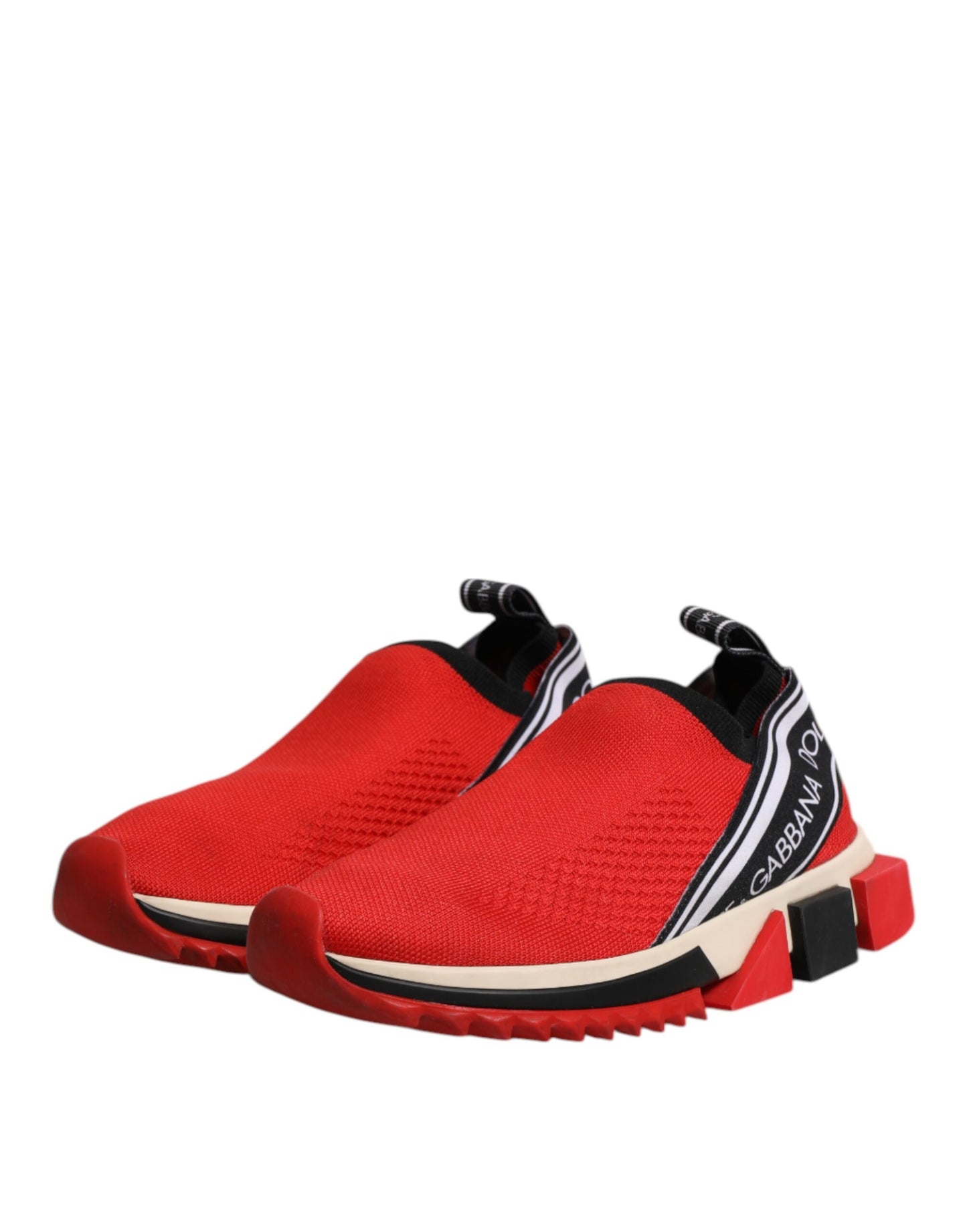 Dolce &amp; Gabbana Red Sorrento Slip On Low Top Sneakers Shoes